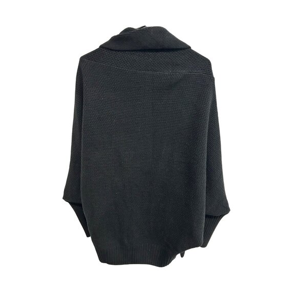 Shawl Collar Open Front Long Sleeve Cardigan Sweater Black Sz Medium Knitwear - Picture 2 of 9